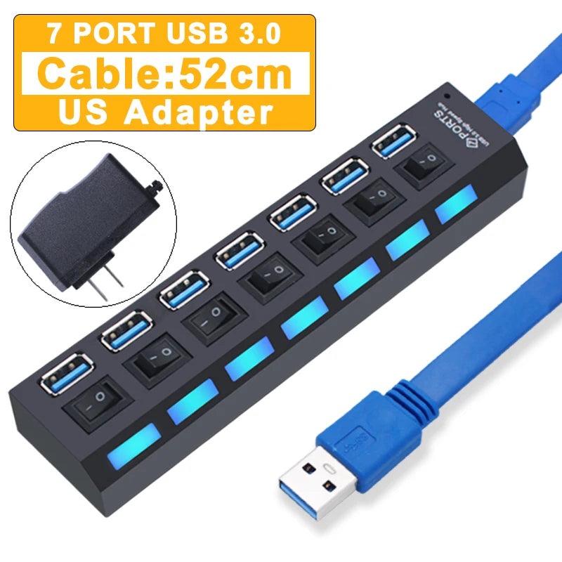 USB 3.0 Multi-Port Hub with Switch