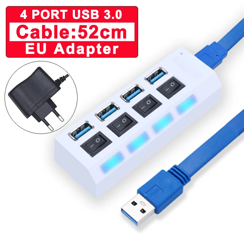 USB 3.0 Multi-Port Hub with Switch