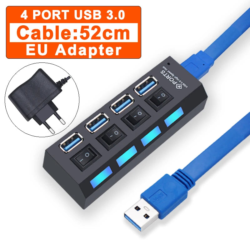 USB 3.0 Multi-Port Hub with Switch