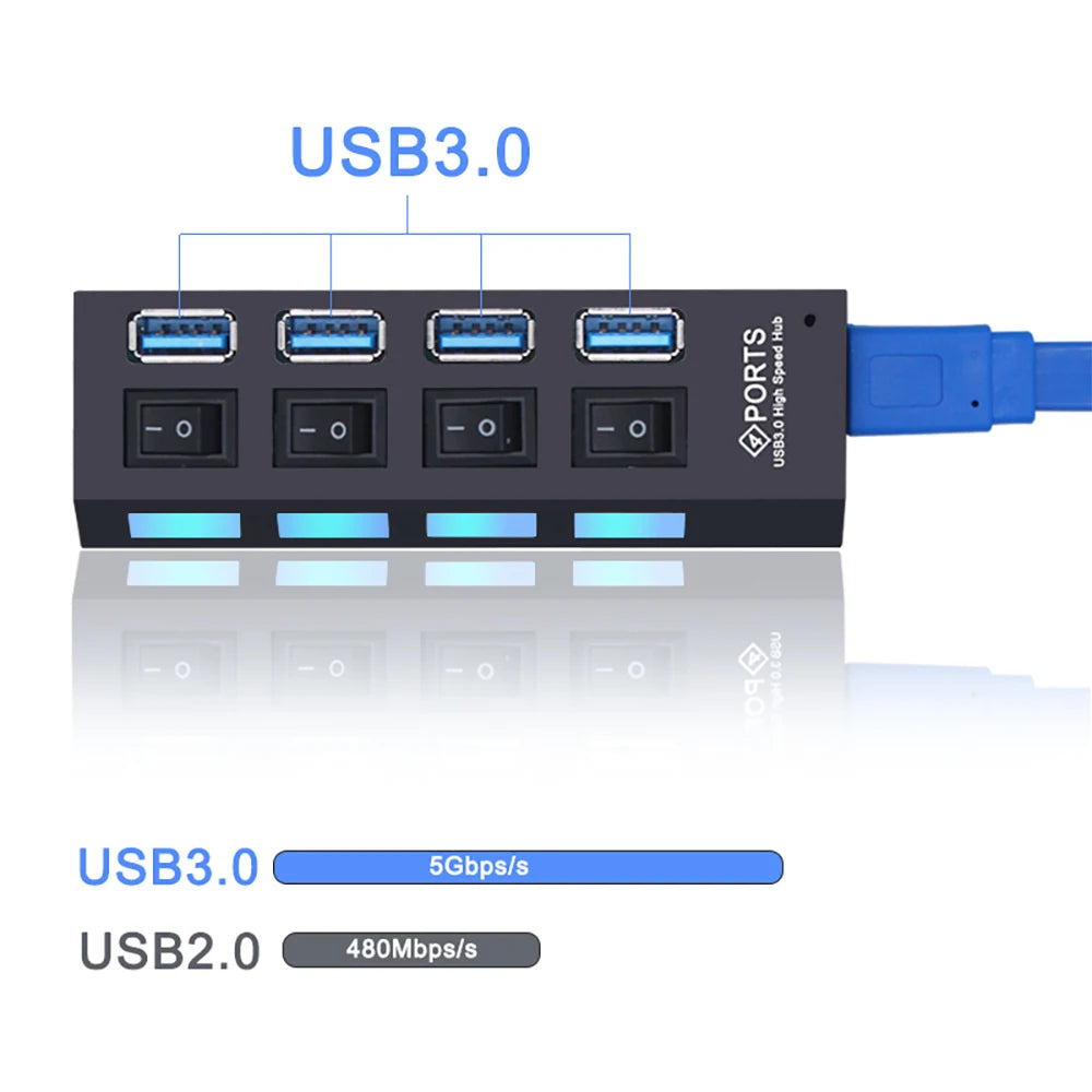 USB 3.0 Multi-Port Hub with Switch