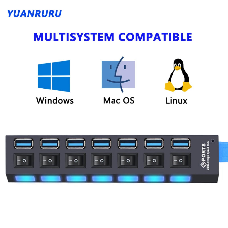 USB 3.0 Multi-Port Hub with Switch