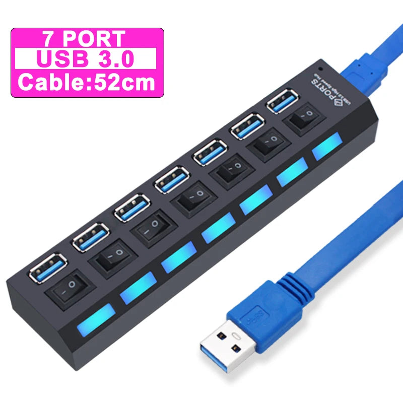 USB 3.0 Multi-Port Hub with Switch