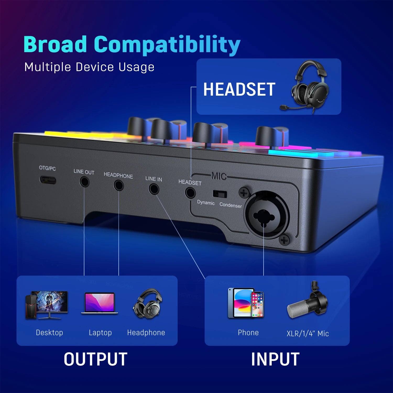 4-Channel RGB Gaming Audio Mixer