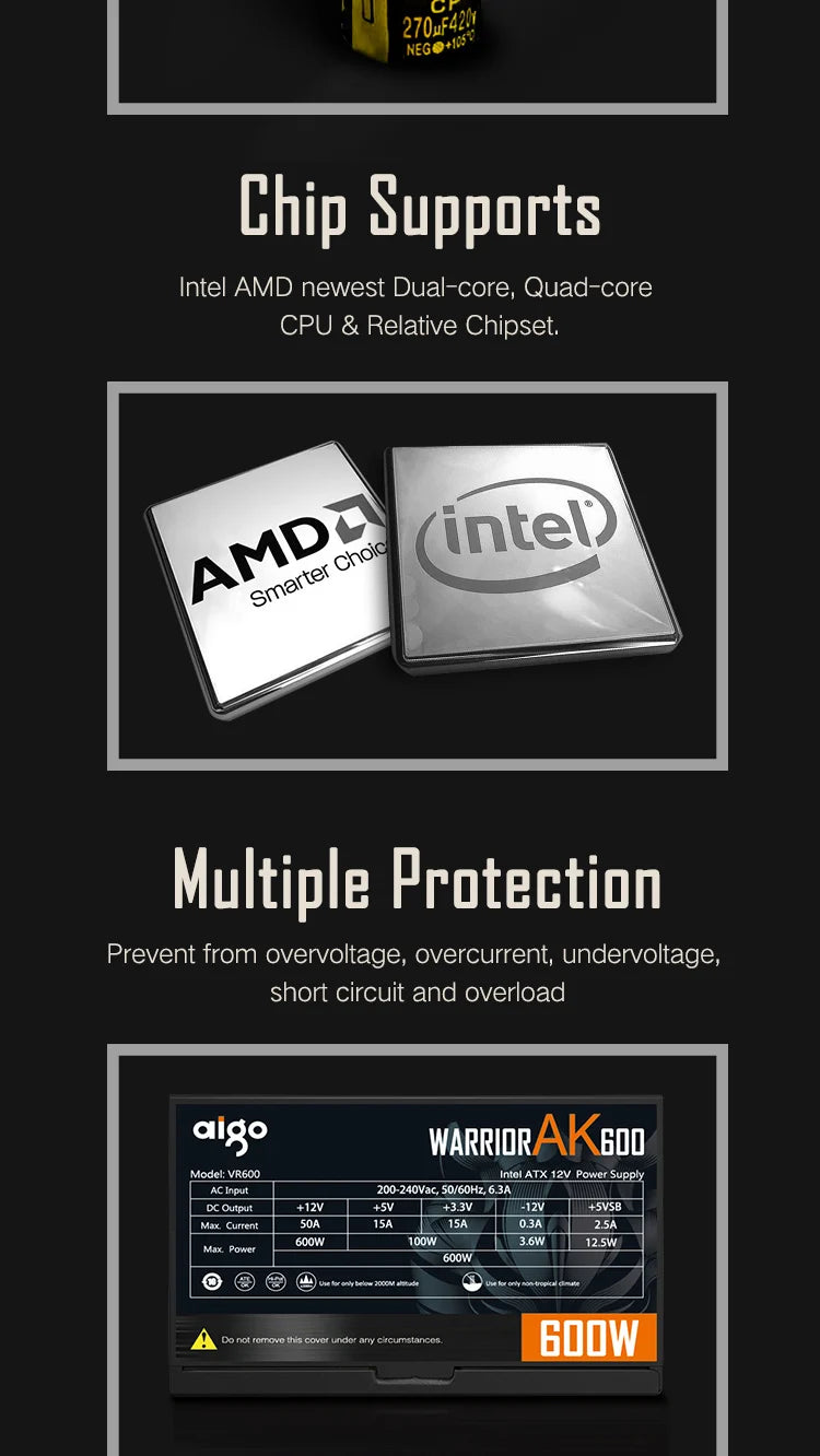 AK RGB Gaming PC Power Supply