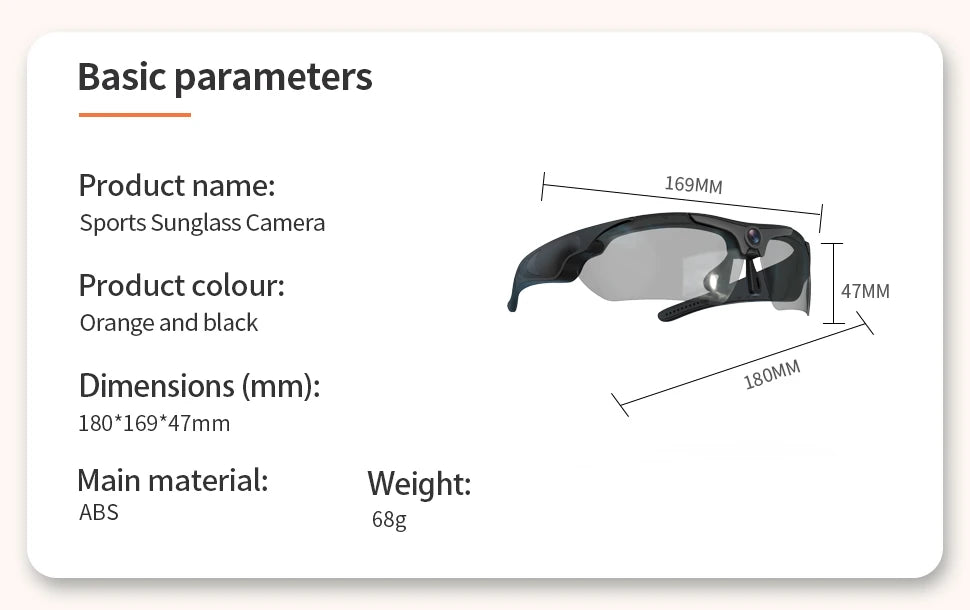HD 1080P Wearable Cycling Camera Glasses