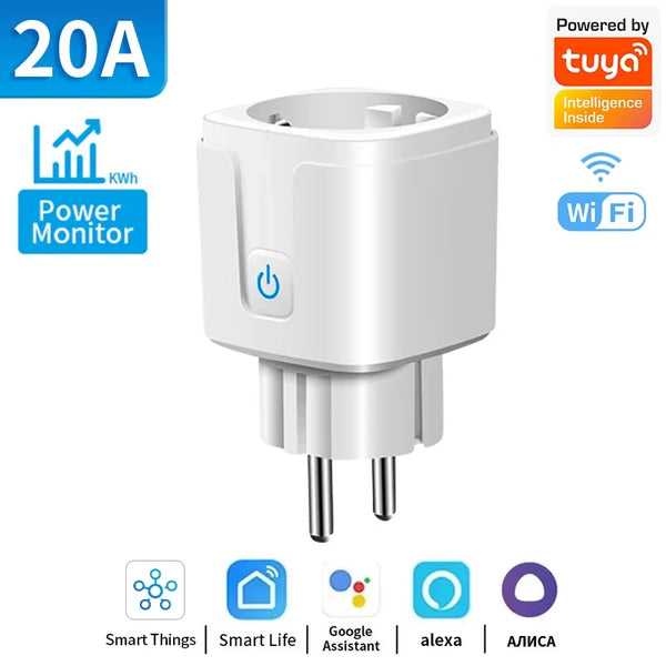 EU Tuya WiFi Smart Plug Socket 16A/20A with Power Monitoring