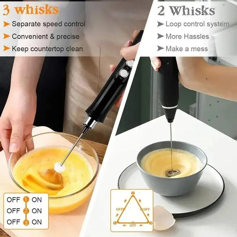 3-in-1 Rechargeable Handheld Electric Milk Frother