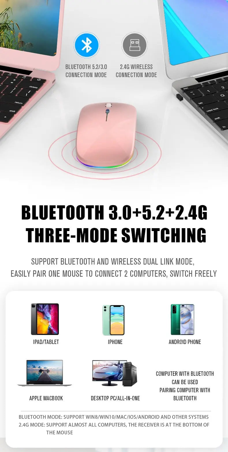 2.4G Wireless Bluetooth Luminous Mouse – Portable USB
