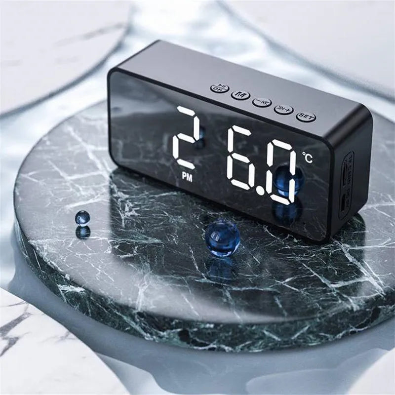 Mini Wireless Bluetooth Speaker with Alarm Clock & Voice Broadcast