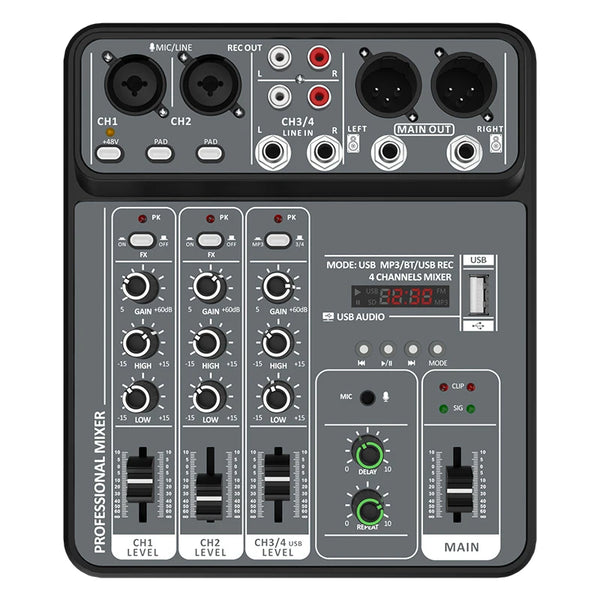 4-Channel USB Bluetooth Audio Mixer
