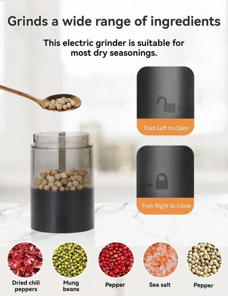 Electric Pepper & Salt Grinder with USB Charging