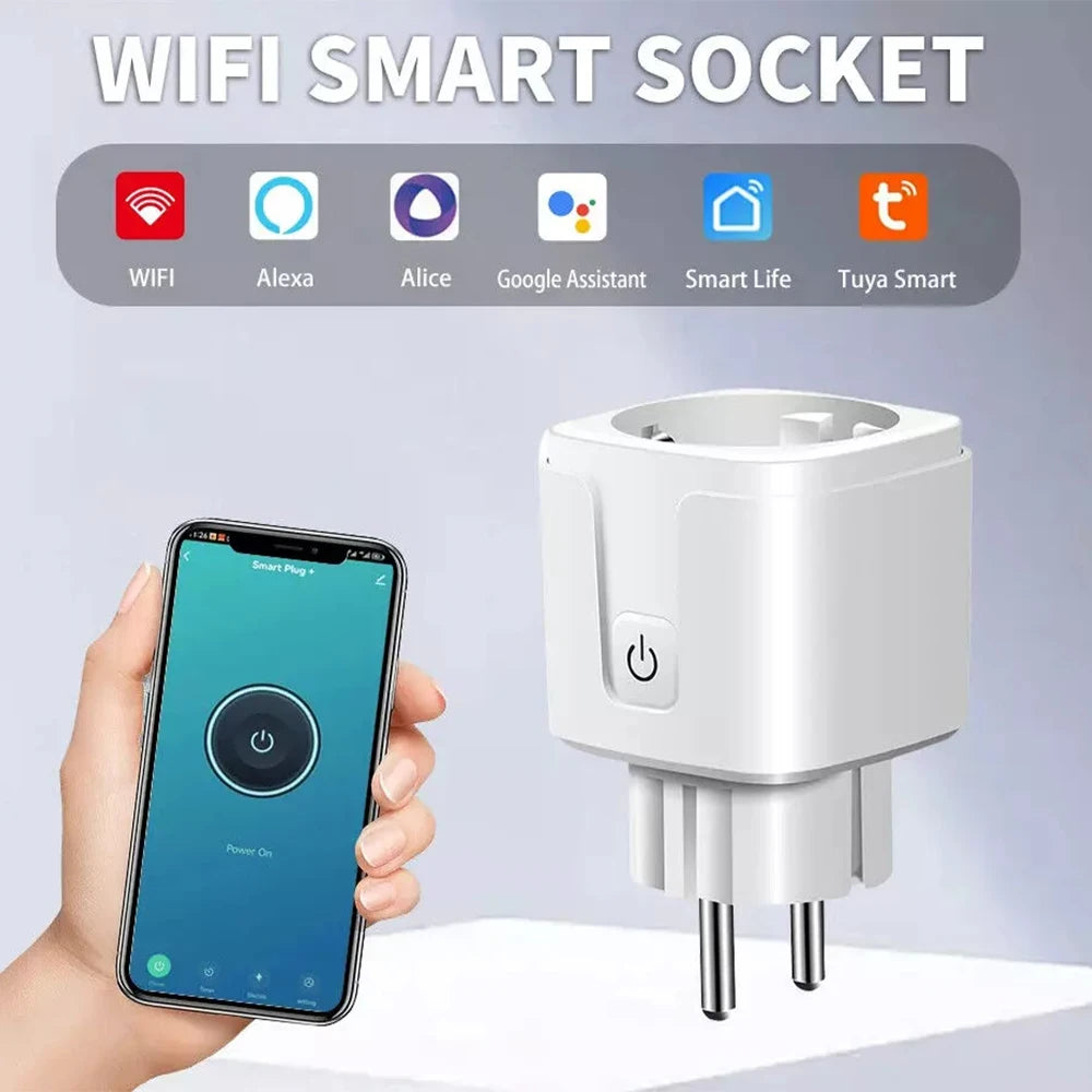 EU Tuya WiFi Smart Plug Socket 16A/20A with Power Monitoring