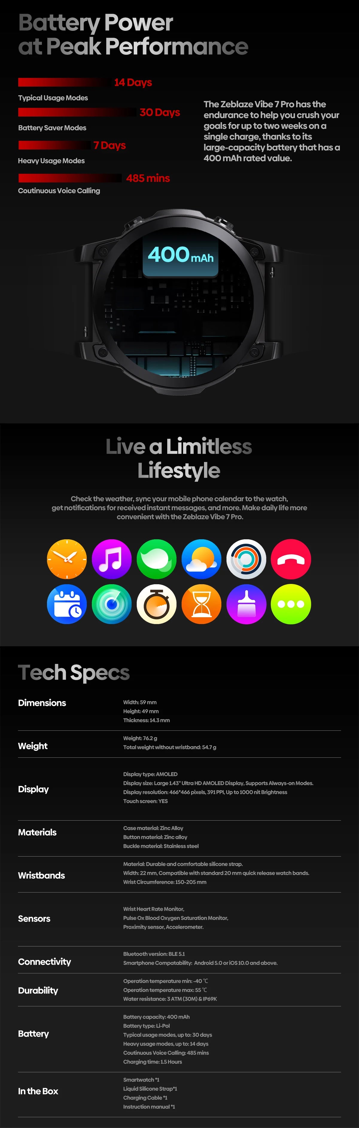 Zeblaze VIBE 7 PRO Smartwatch with Voice Calling