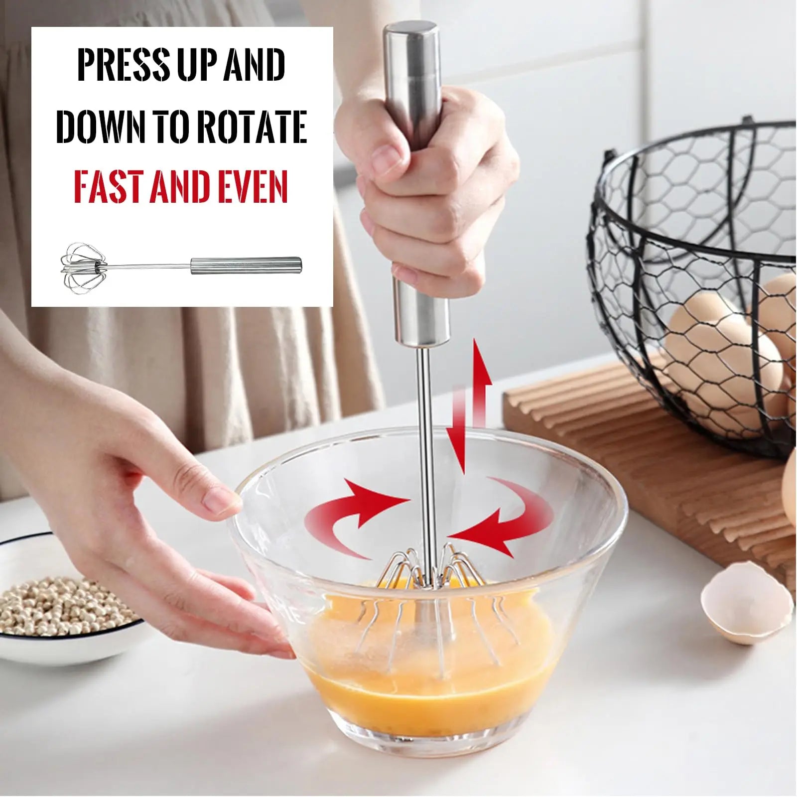 Stainless Steel Manual Egg Beater