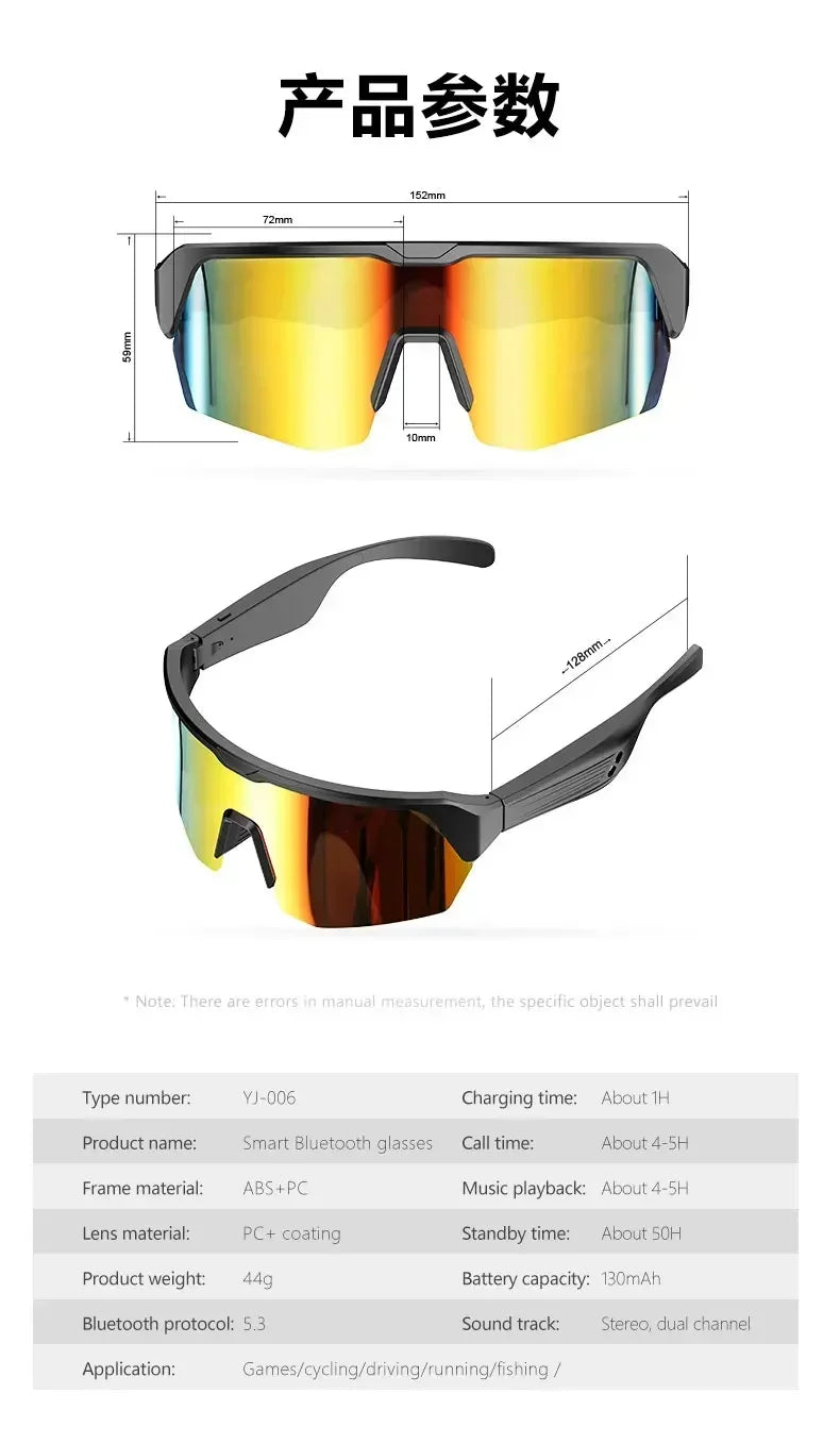 YJ006 Cycling Bluetooth Smart Glasses with Audio & Call