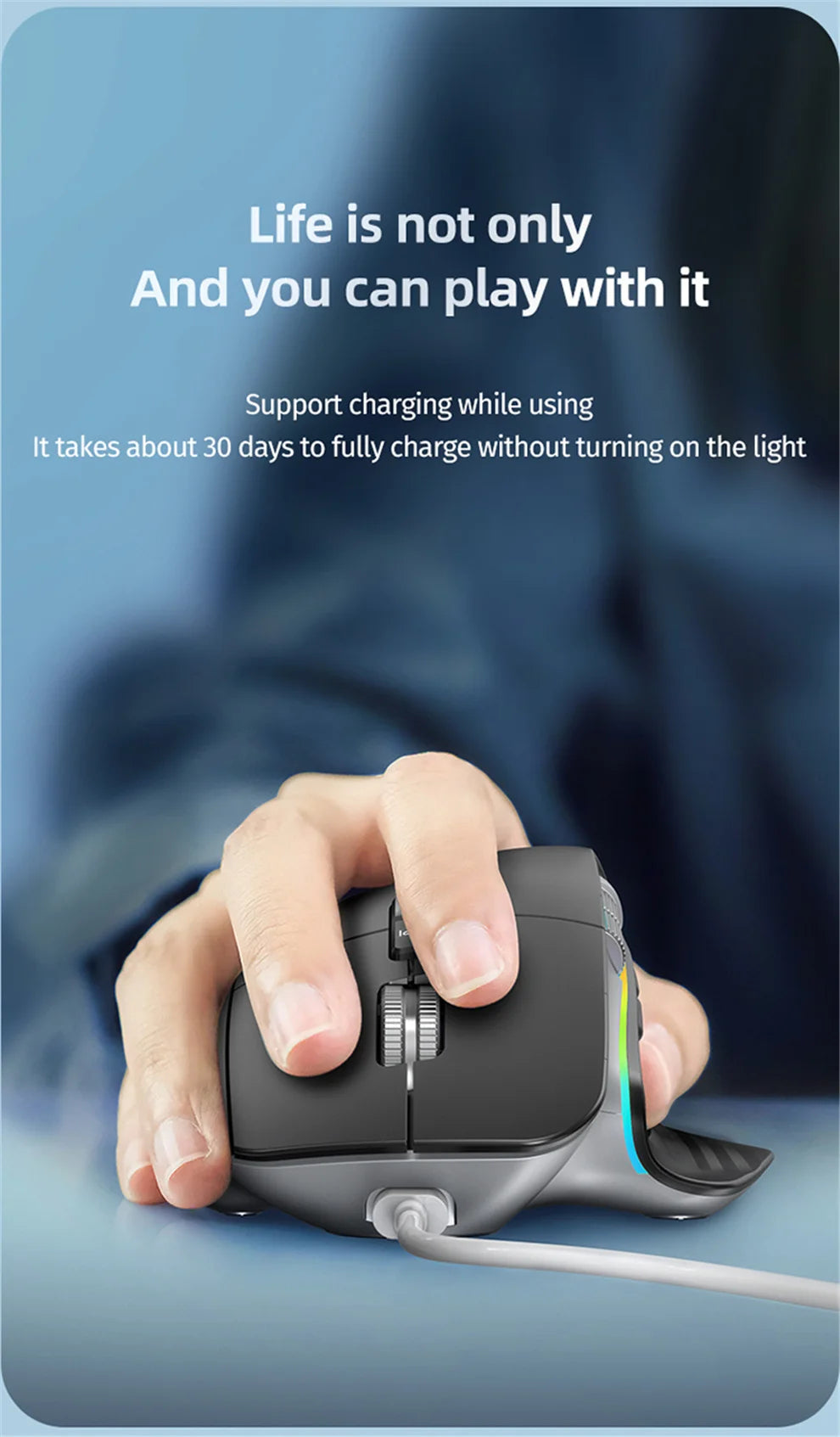 2.4G Wireless & Bluetooth RGB Rechargeable Mouse