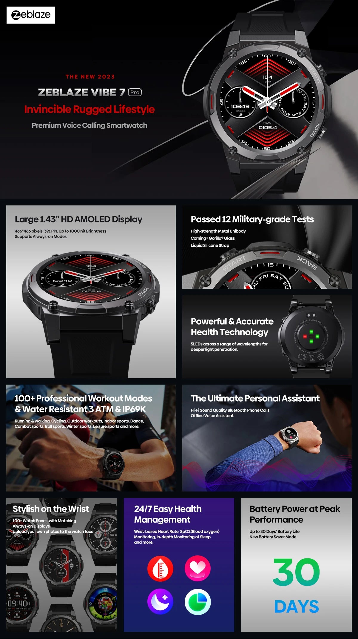 Zeblaze VIBE 7 PRO Smartwatch with Voice Calling