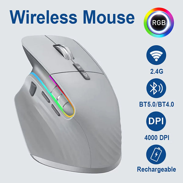 2.4G Wireless & Bluetooth RGB Rechargeable Mouse
