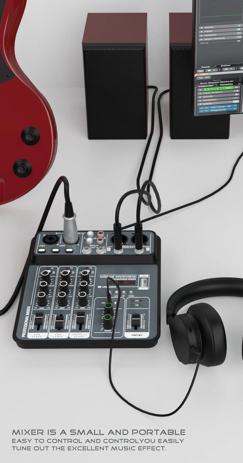 4-Channel USB Bluetooth Audio Mixer
