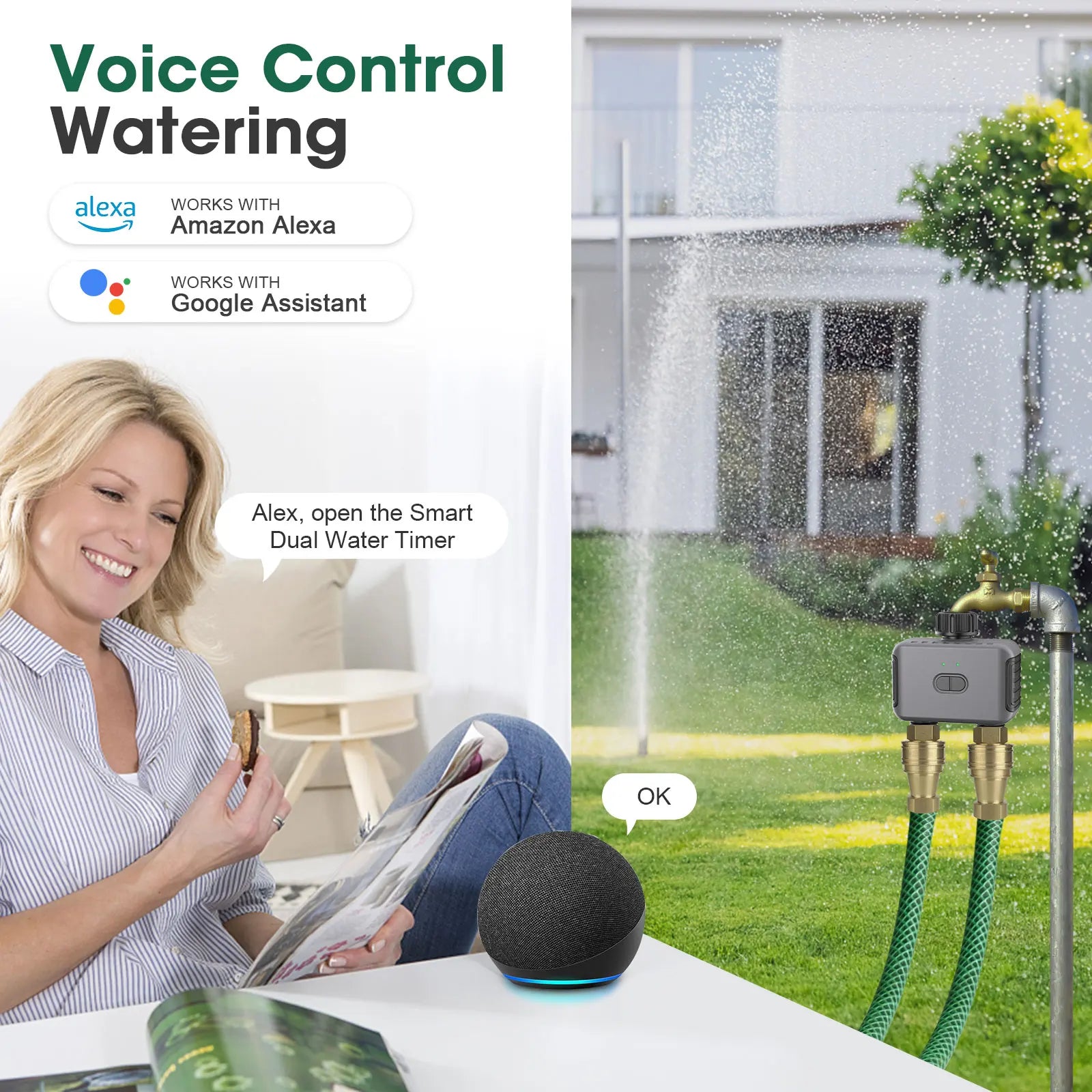 Tuya Smart Garden Watering Timer – 2 Outlet Controller