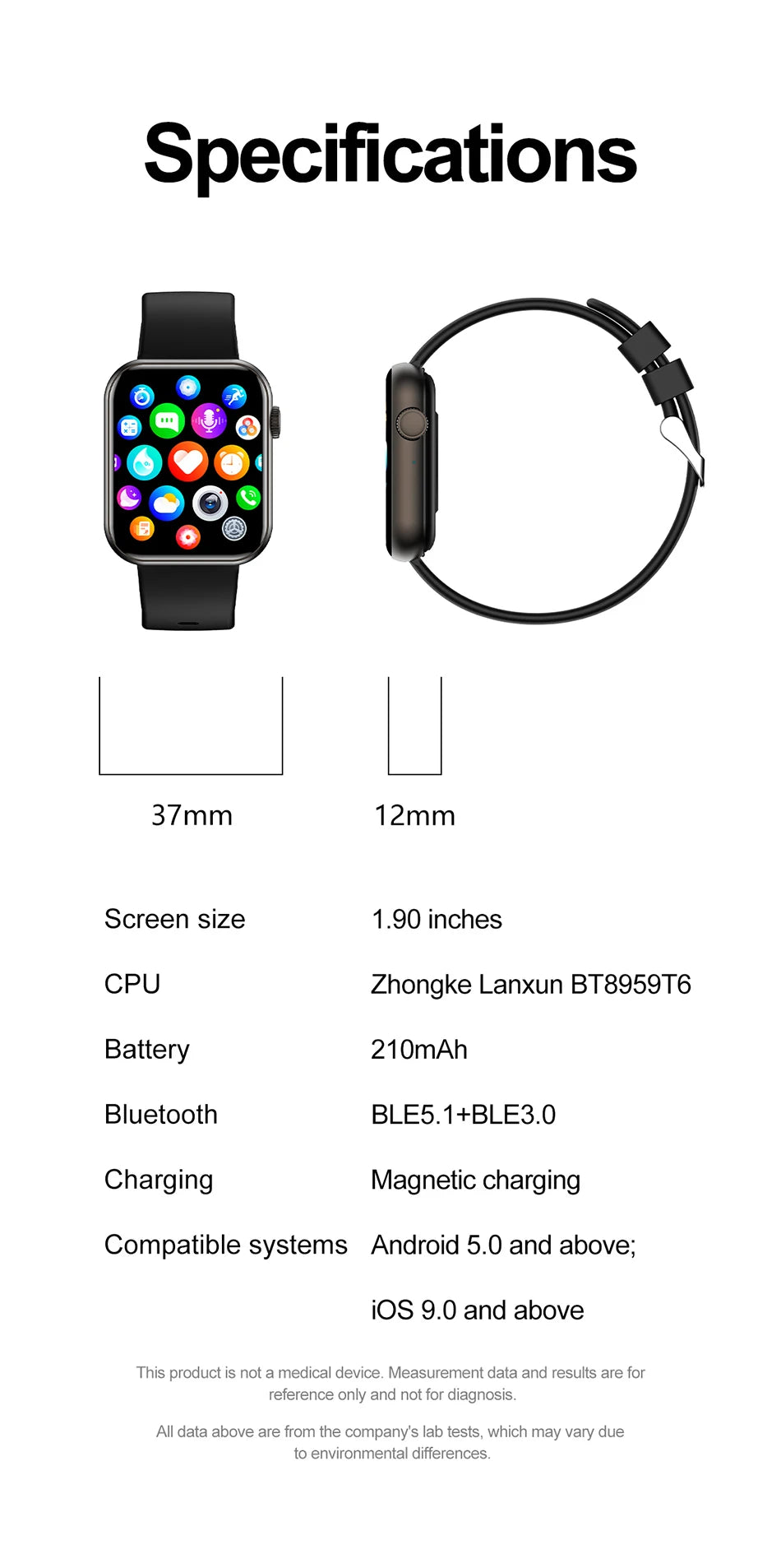 Smartwatch for Men & Women – 1.9" HD Bluetooth