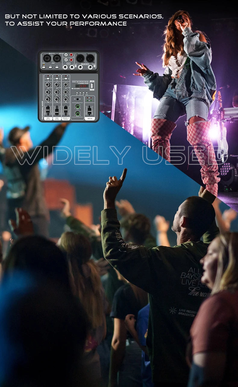 4-Channel USB Bluetooth Audio Mixer