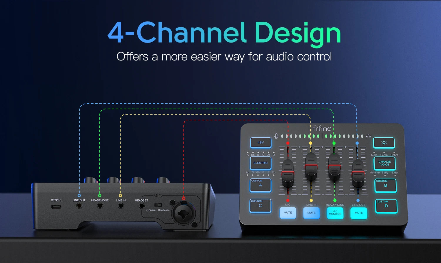 4-Channel RGB Gaming Audio Mixer