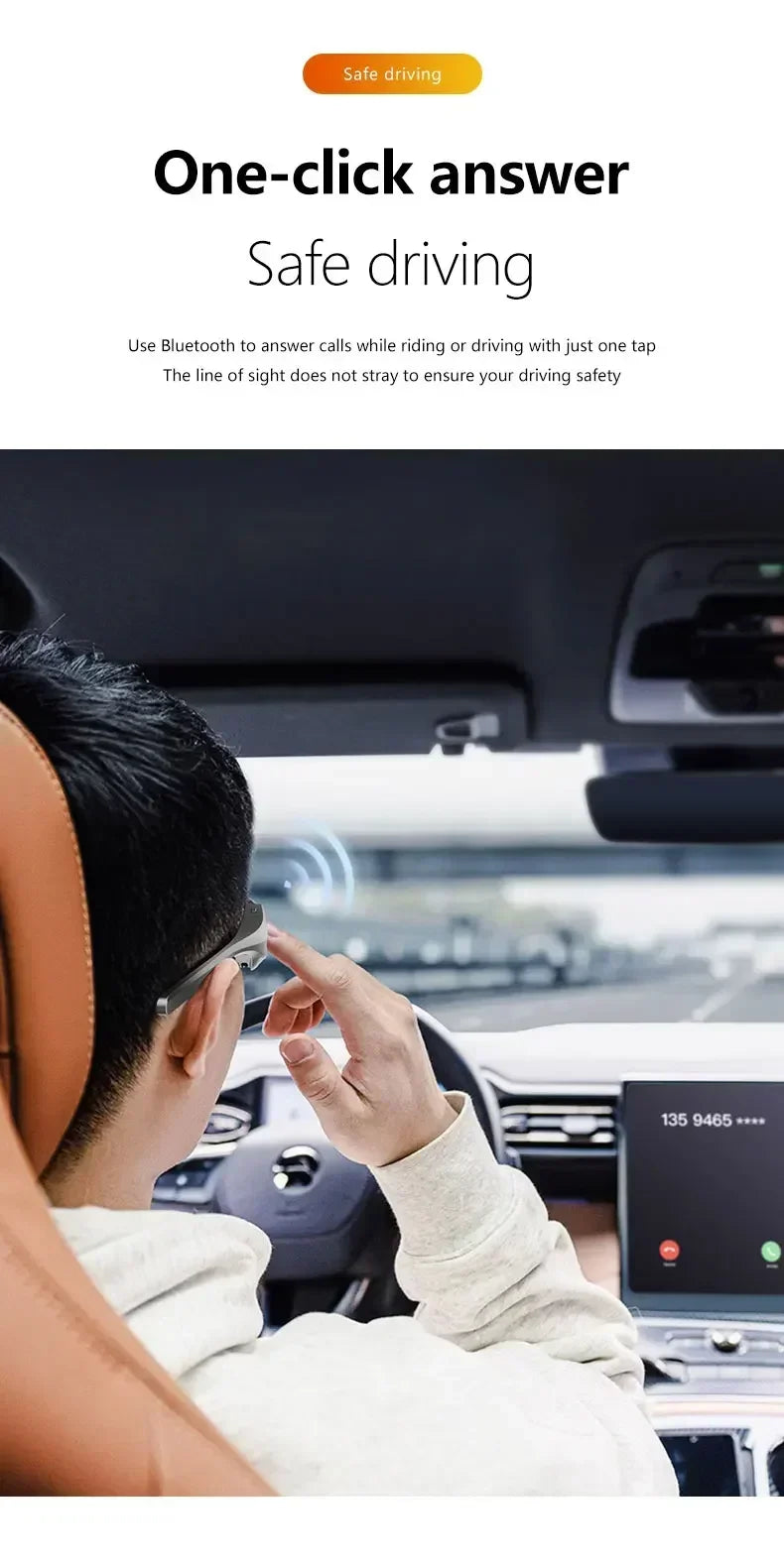 YJ006 Cycling Bluetooth Smart Glasses with Audio & Call