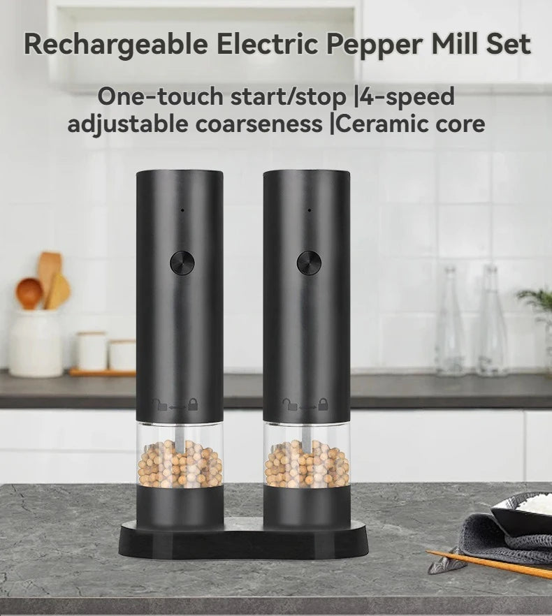 Electric Pepper & Salt Grinder with USB Charging