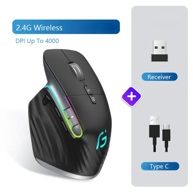 2.4G Wireless & Bluetooth RGB Rechargeable Mouse