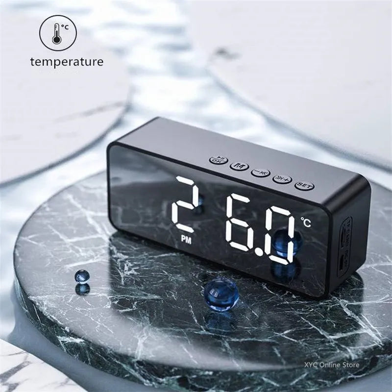 Mini Wireless Bluetooth Speaker with Alarm Clock & Voice Broadcast