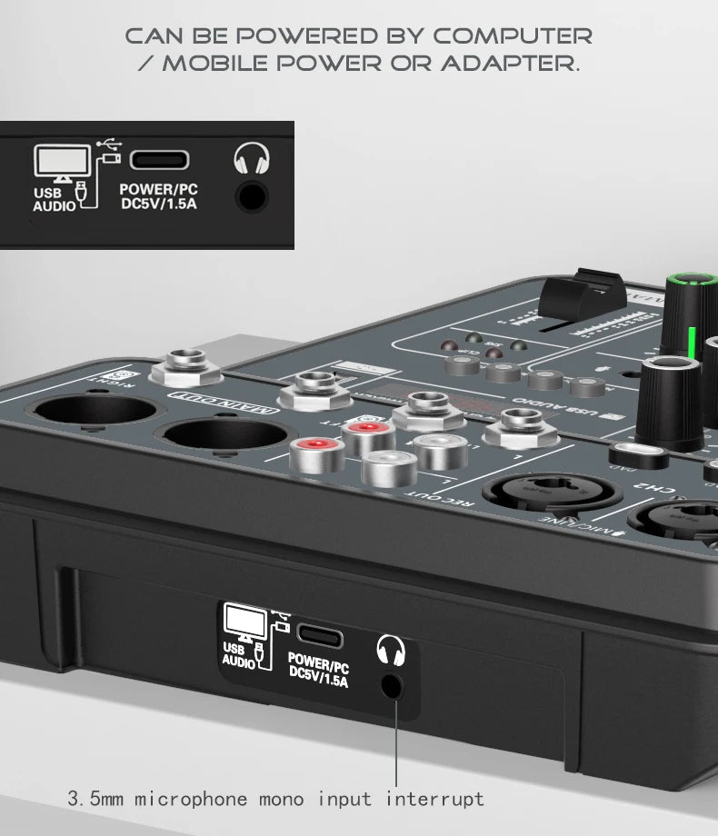 4-Channel USB Bluetooth Audio Mixer