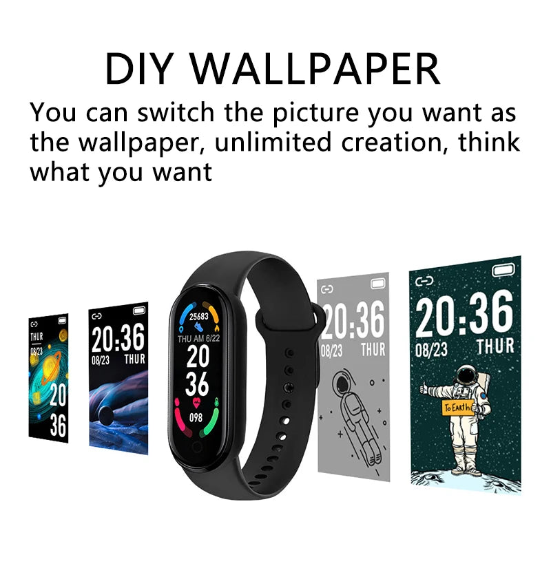 M6 Smartwatch Fitness Tracker with Heart Rate & Blood Pressure Monitor