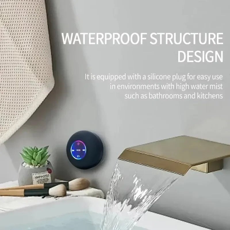 Mini Portable Bluetooth Waterproof Speaker with LED & Suction Cup