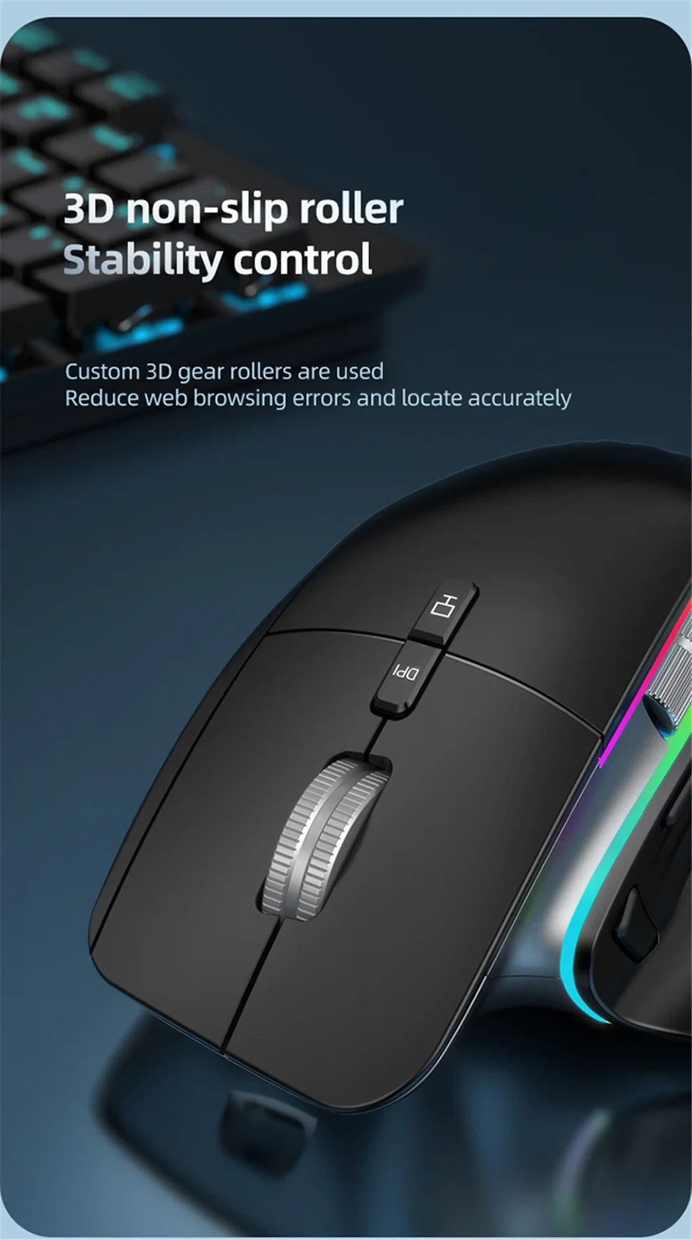 2.4G Wireless & Bluetooth RGB Rechargeable Mouse