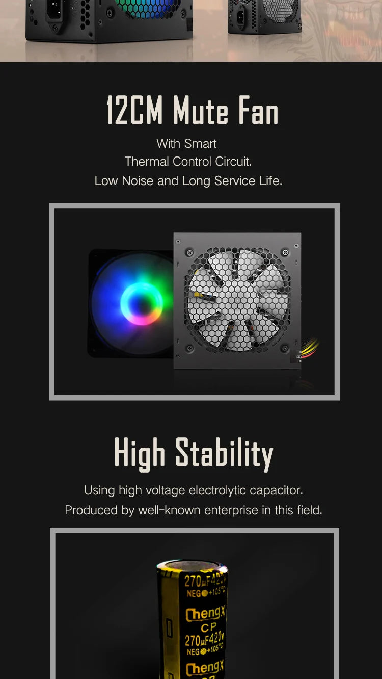 AK RGB Gaming PC Power Supply