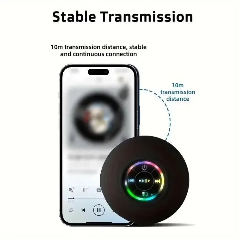 Mini Portable Bluetooth Waterproof Speaker with LED & Suction Cup