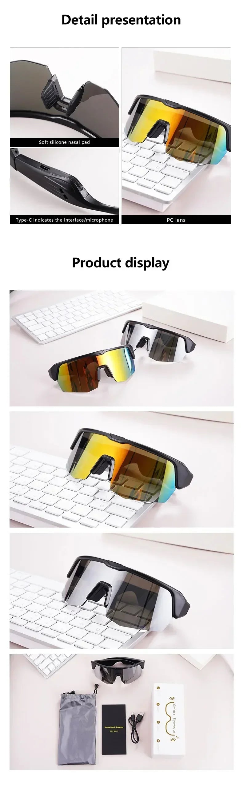 YJ006 Cycling Bluetooth Smart Glasses with Audio & Call