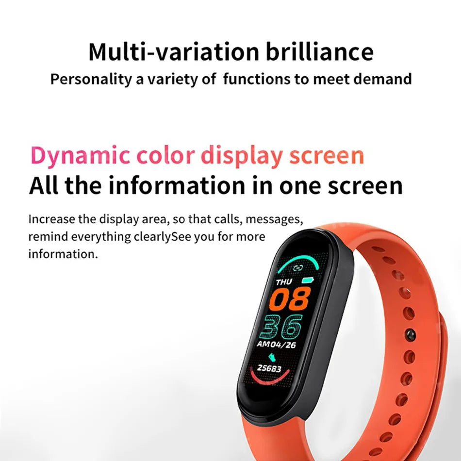 M6 Smartwatch Fitness Tracker with Heart Rate & Blood Pressure Monitor